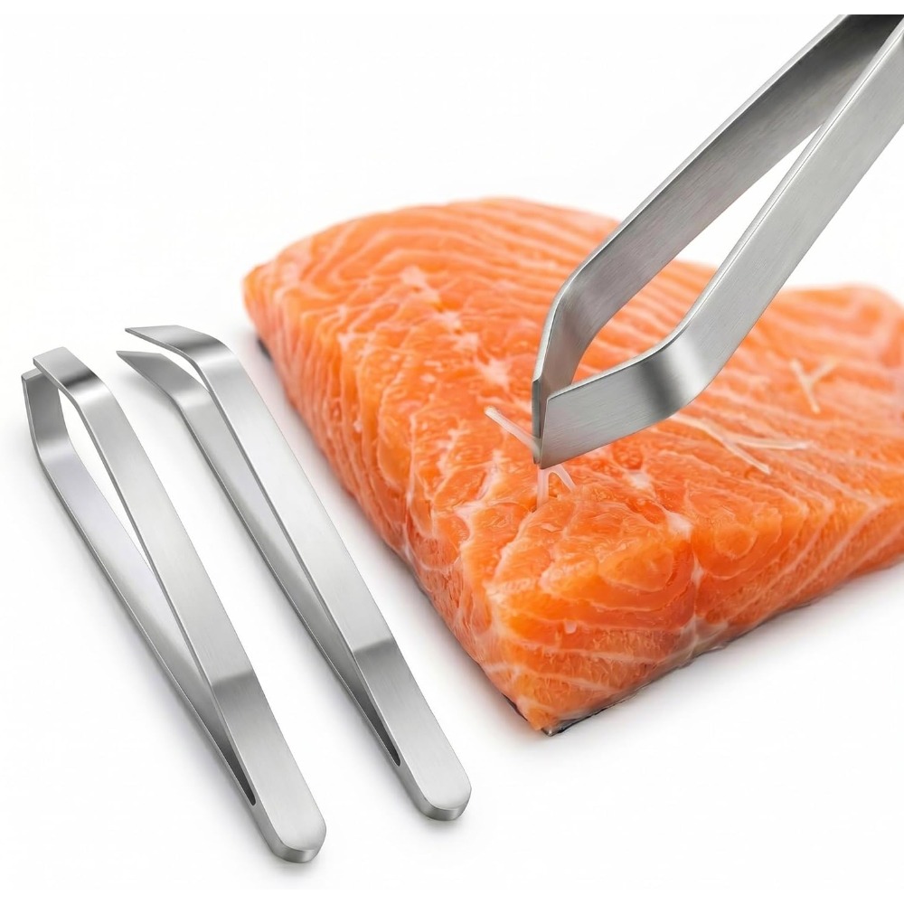 Home Cooking Utensils - Professionelles Fischgrätenpinzetten-Set, 2-teilig, Edelstahl-Entgrätenwerkzeuge mit flachen
