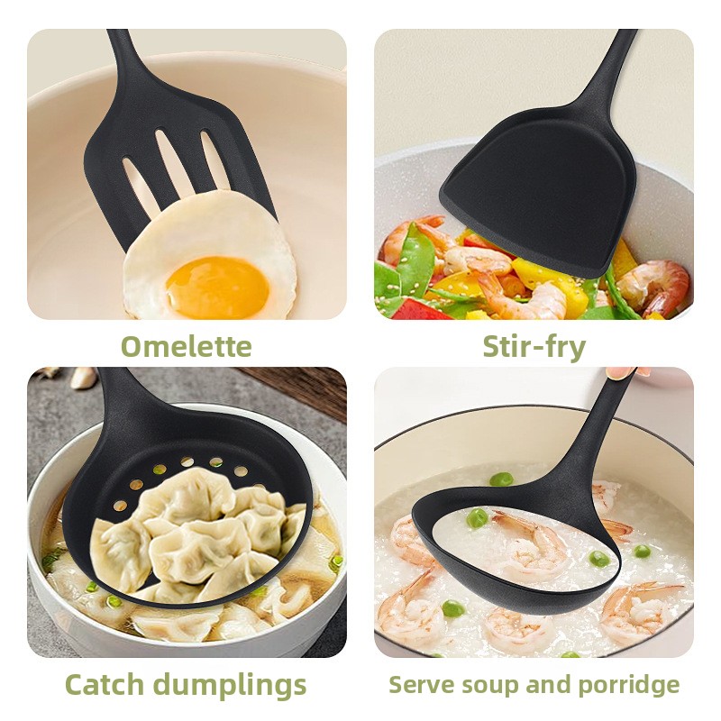 Home Cooking In Chinese - Silikon-Wokspatel, Schöpfkelle, Schöpflepel, Antihaft-Kochutensilien, Küchenkochspatel, Kochlöffel