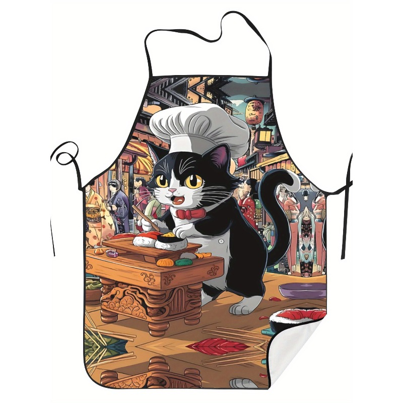 Home Cooking Japanese Food - Lustige Sushi-Koch Katzen-Cartoon Küchenschürze Japanisches Essen